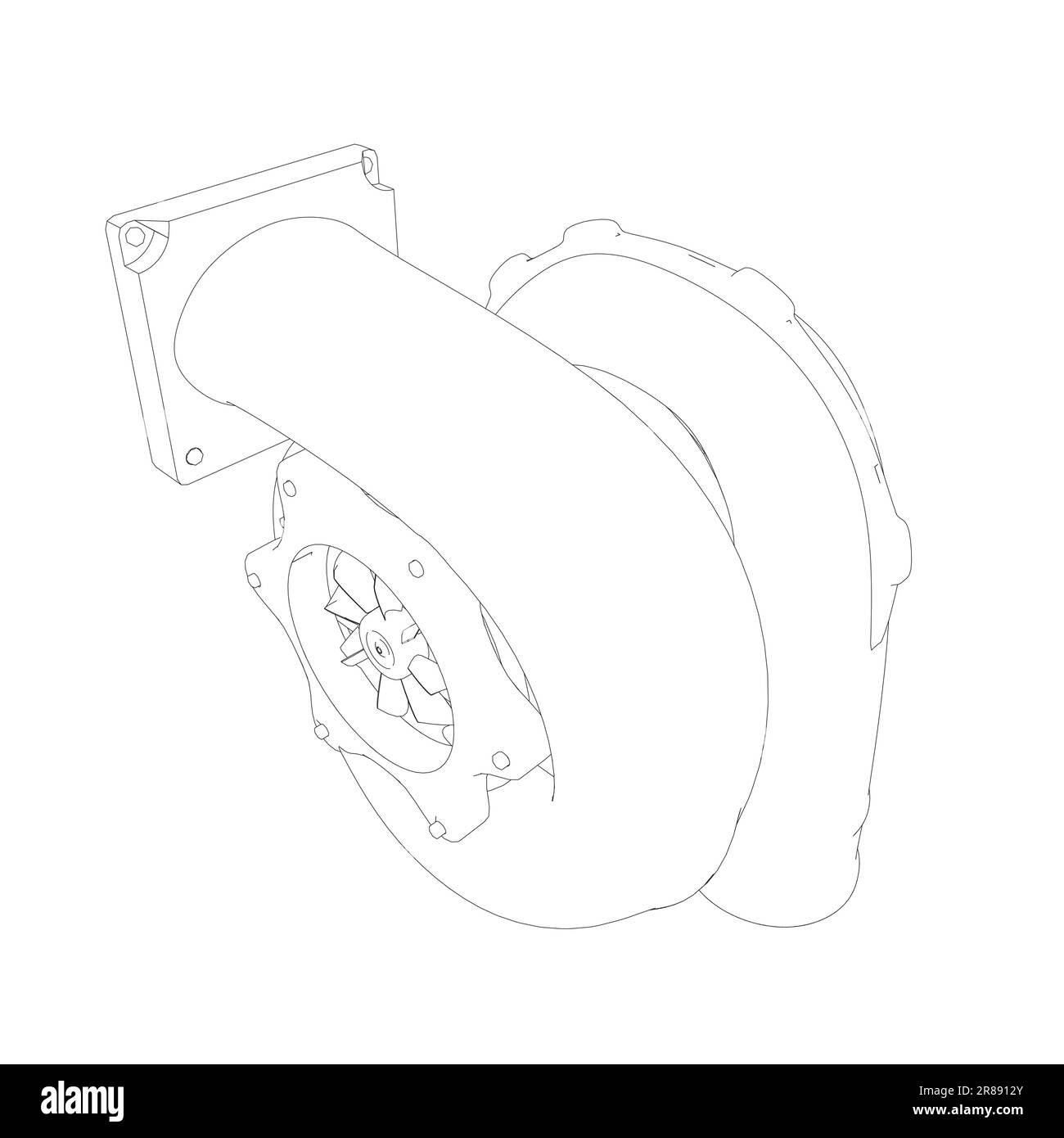 Steam turbine rotor operation. Vector illustration. Automotive turbine outline. Stock Vector