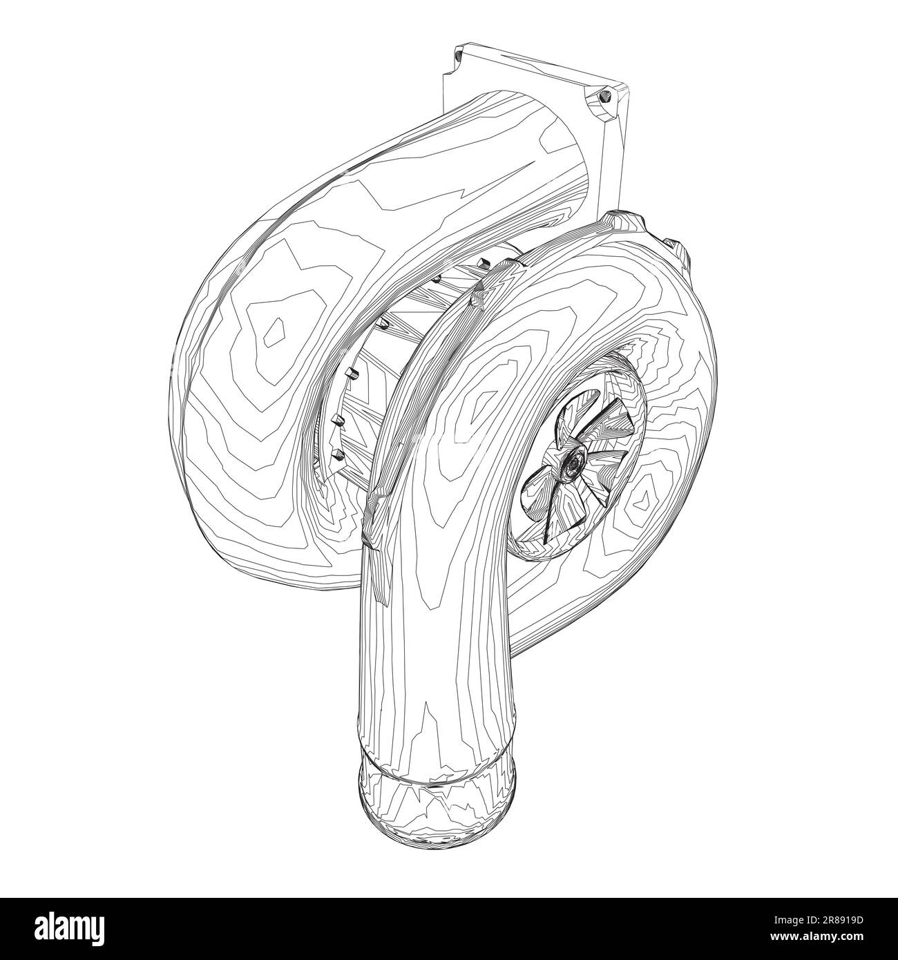 Steam turbine rotor operation. Vector illustration. Automotive turbine outline. Stock Vector