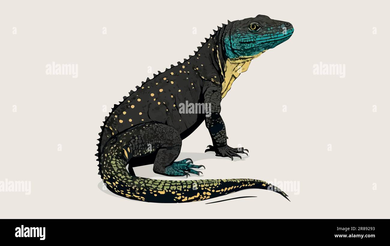 asian-water-monitor-illustration-white-background-stock-vector-image