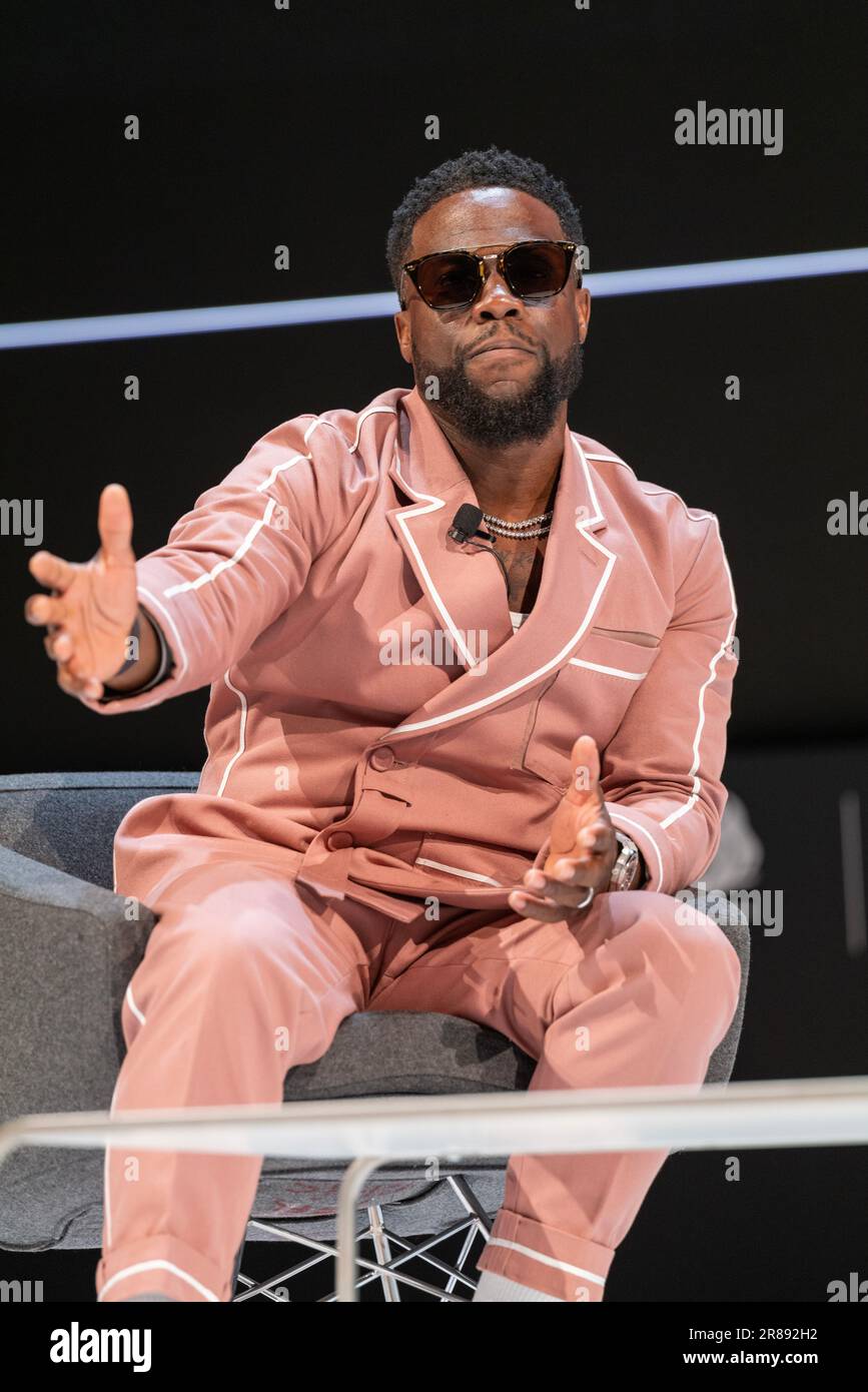 Cannes, France - June 20 2023: Kevin Hart - The Entertainment Person of the Year speak on stage during the Cannes Lions session at the Cannes Lions 2023 © ifnm press Stock Photo