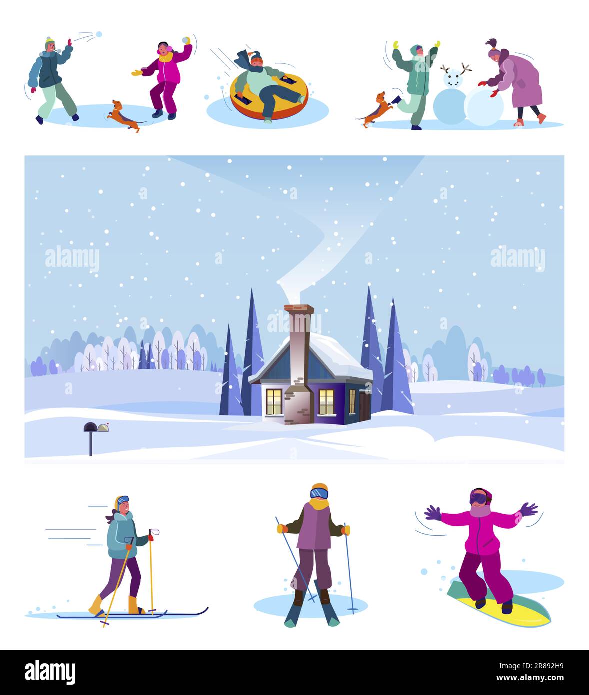 winter-activities-for-kids-set-stock-vector-image-art-alamy