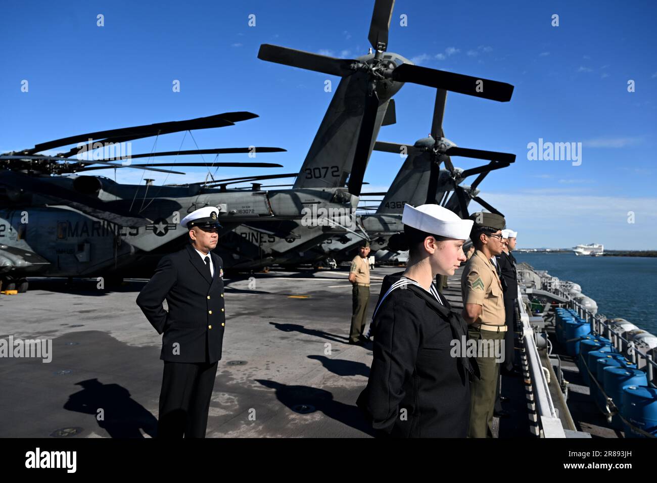 Brisbane, Australia. 20th June, 2023. Crew are seen aboard the USS