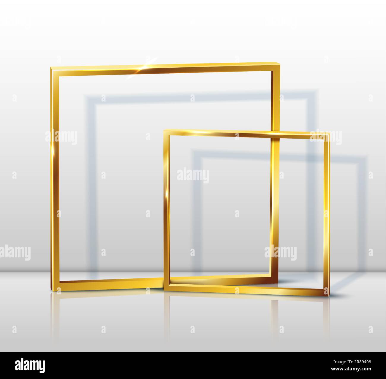 3d realistic vector golden frames on gray background. Stock Vector