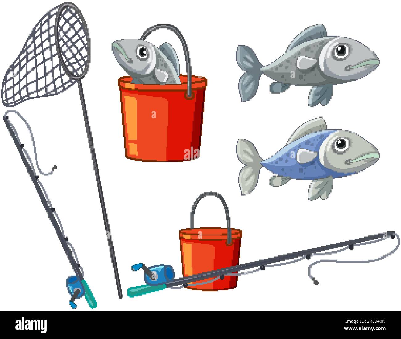 Set of fishing element illustration Stock Vector Image & Art - Alamy