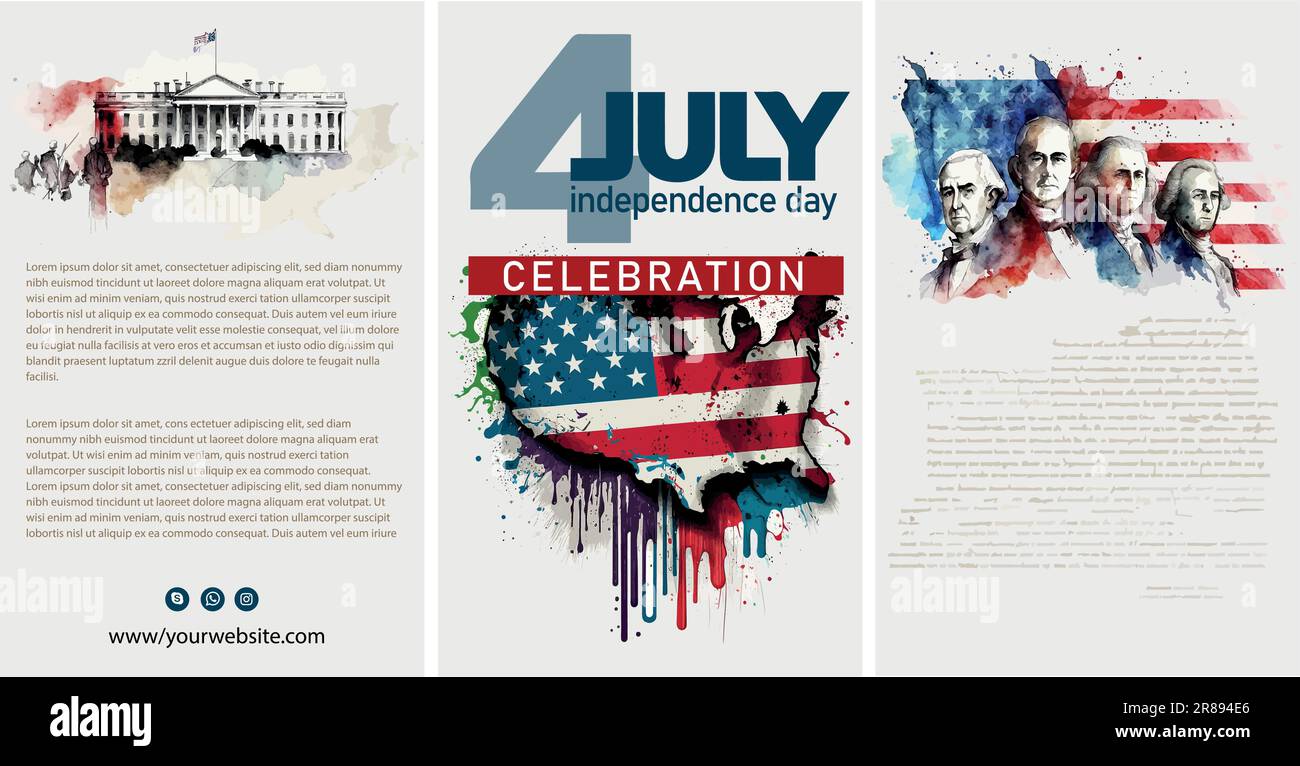 Happy 4th of July USA Independence Day greeting card with waving ...