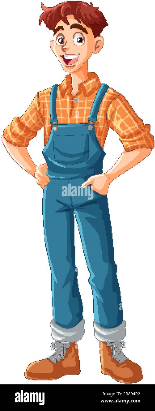 Young male farmer cartoon character illustration Stock Vector Image ...