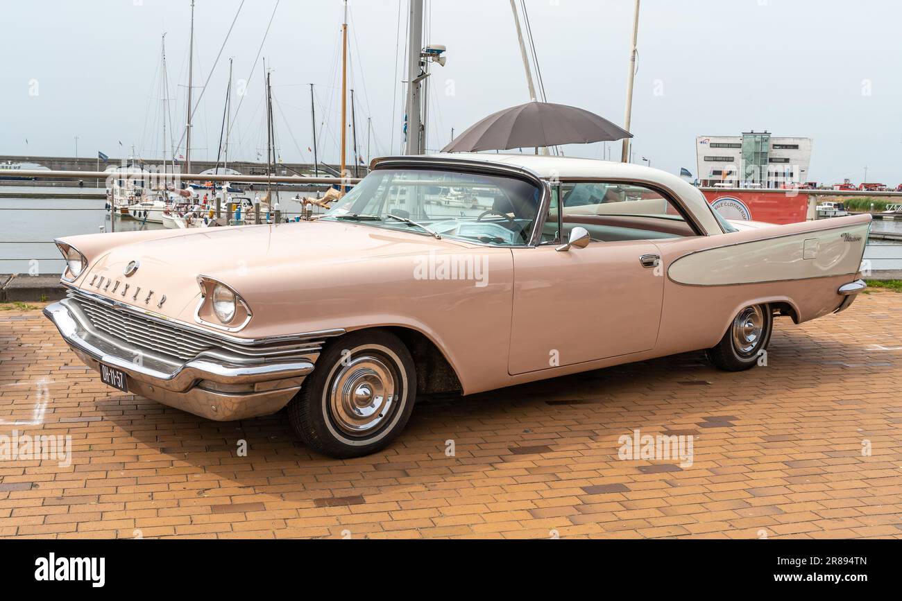 Lelystad, The Netherlands, 18.06.2023, Classic american full-size car Chrysler Simca SPT CPE W57 Windsor Hardtop from 1957 at The National Oldtimer Da Stock Photo