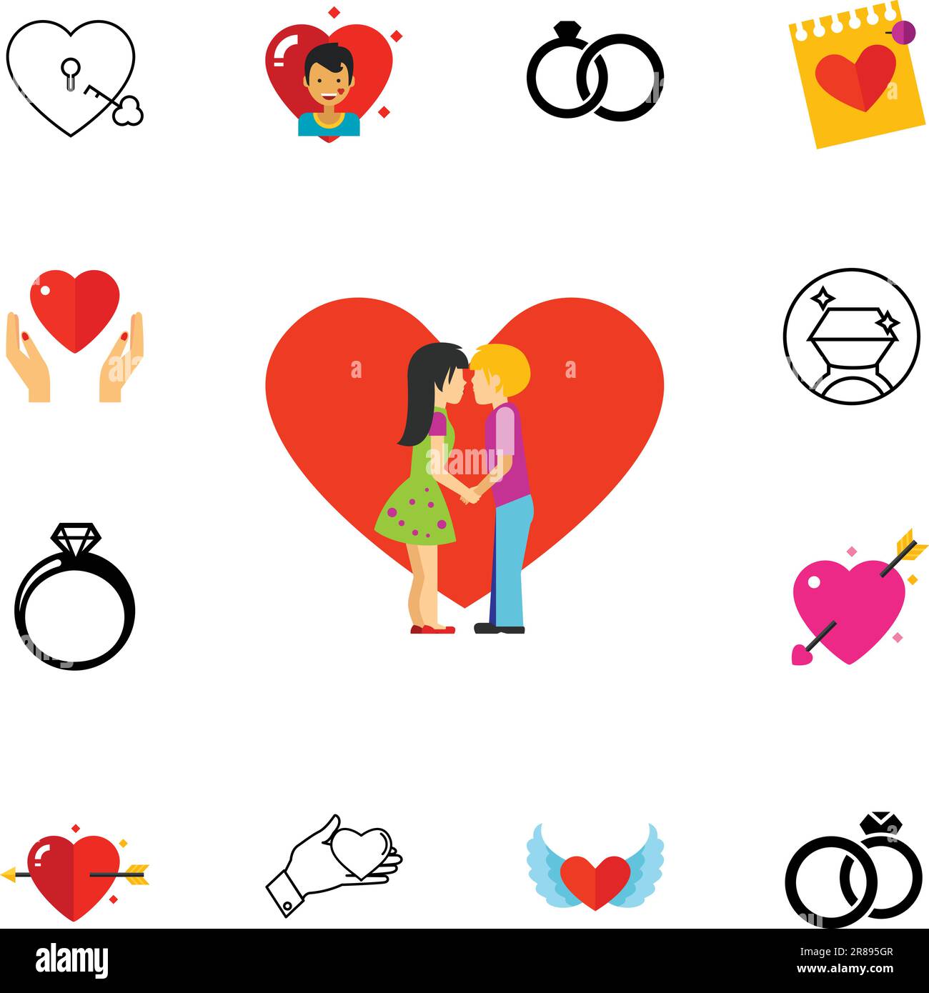 Dating people icon set Stock Vector
