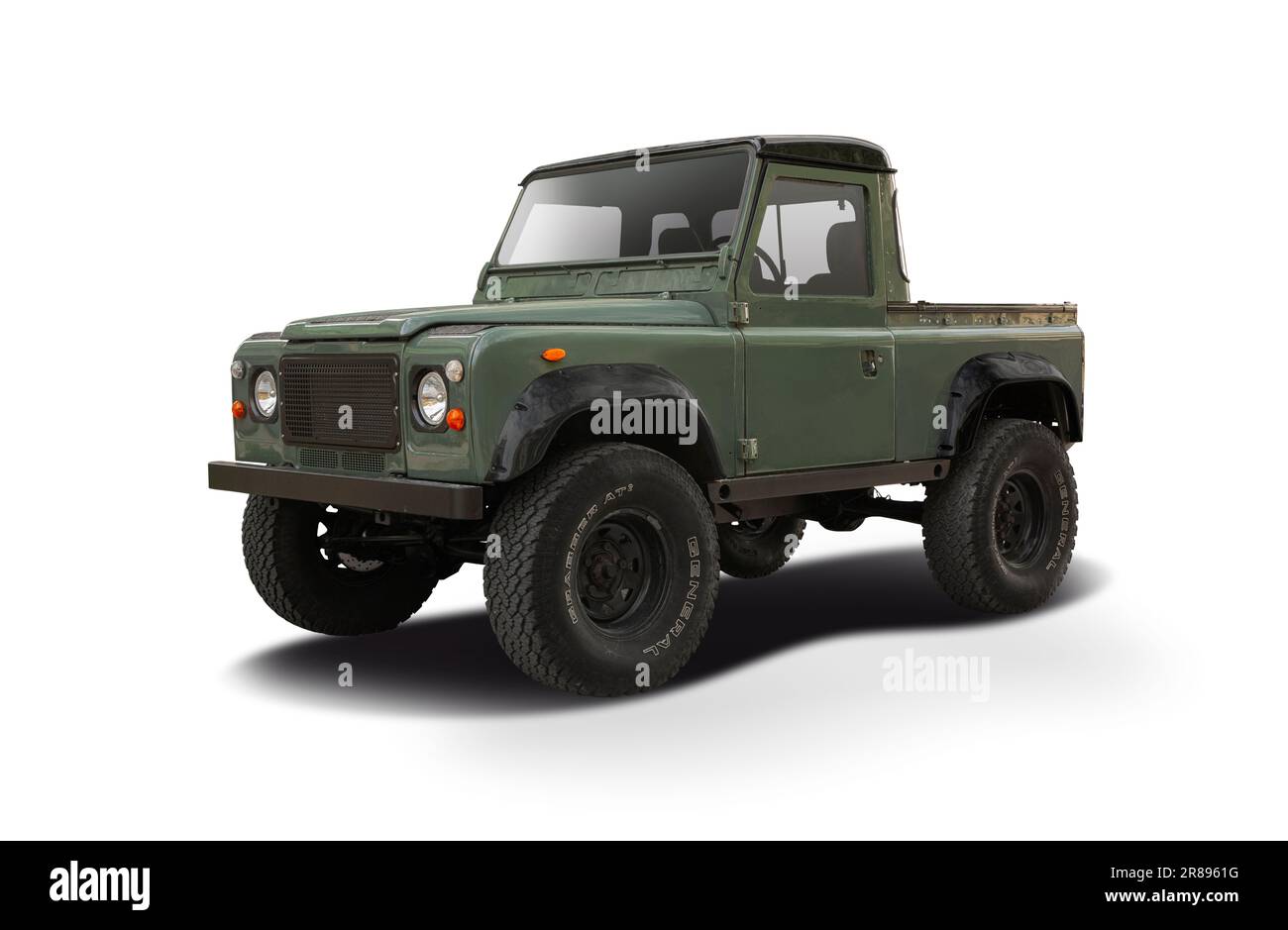Land Rover classic SUV car isolated on white background Stock Photo
