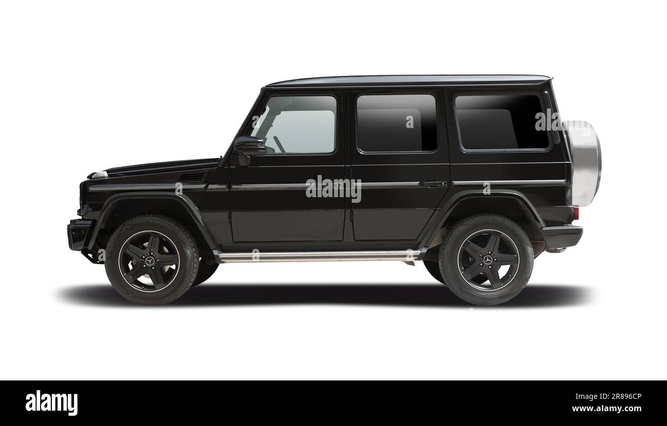 Mercedes-Benz G class SUV car side view isolated on white background