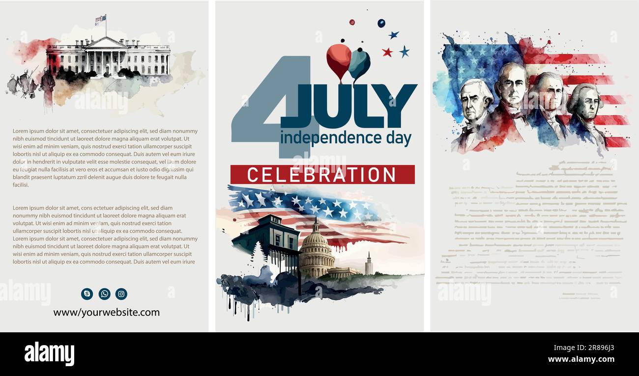 Happy 4th of July USA Independence Day greeting card with waving ...