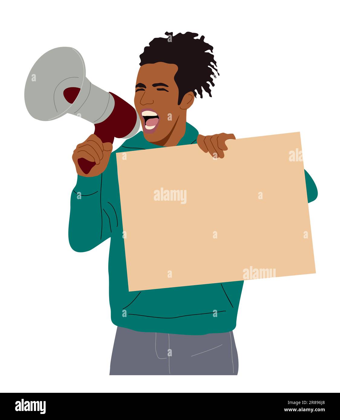 Young black man activist with megaphone vector Stock Vector Image & Art ...
