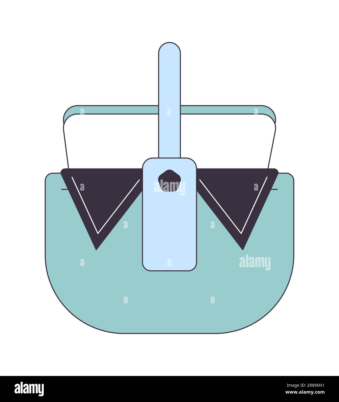 Picnic basket flat line color isolated vector object Stock Vector
