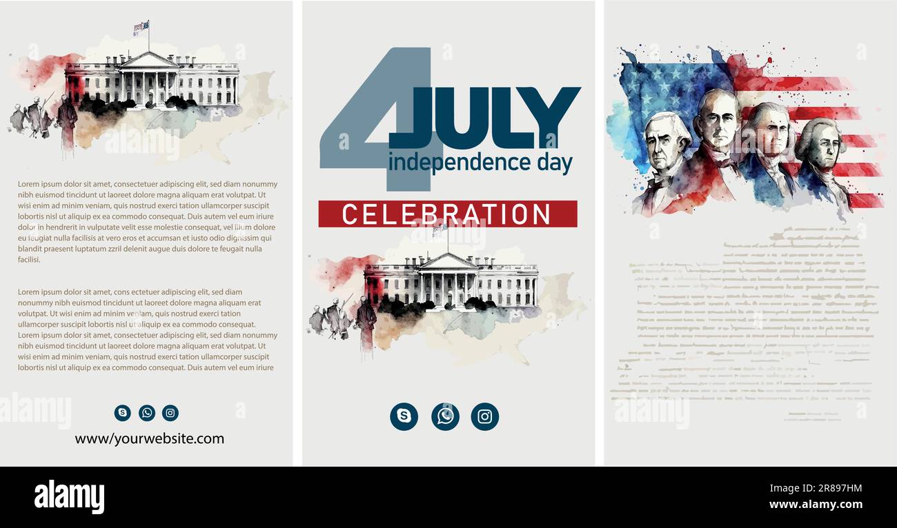 Happy 4th of July USA Independence Day greeting card with waving ...