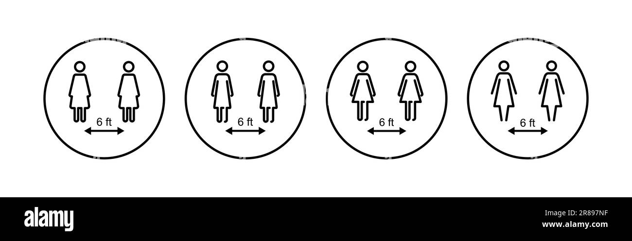 Social distancing icon set. social distance icon. self quarantine sign ...