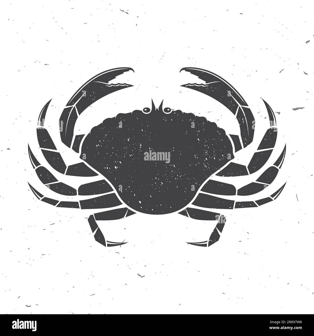 Crab icon silhouette. Vector illustration. Vintage monochrome crab on ...
