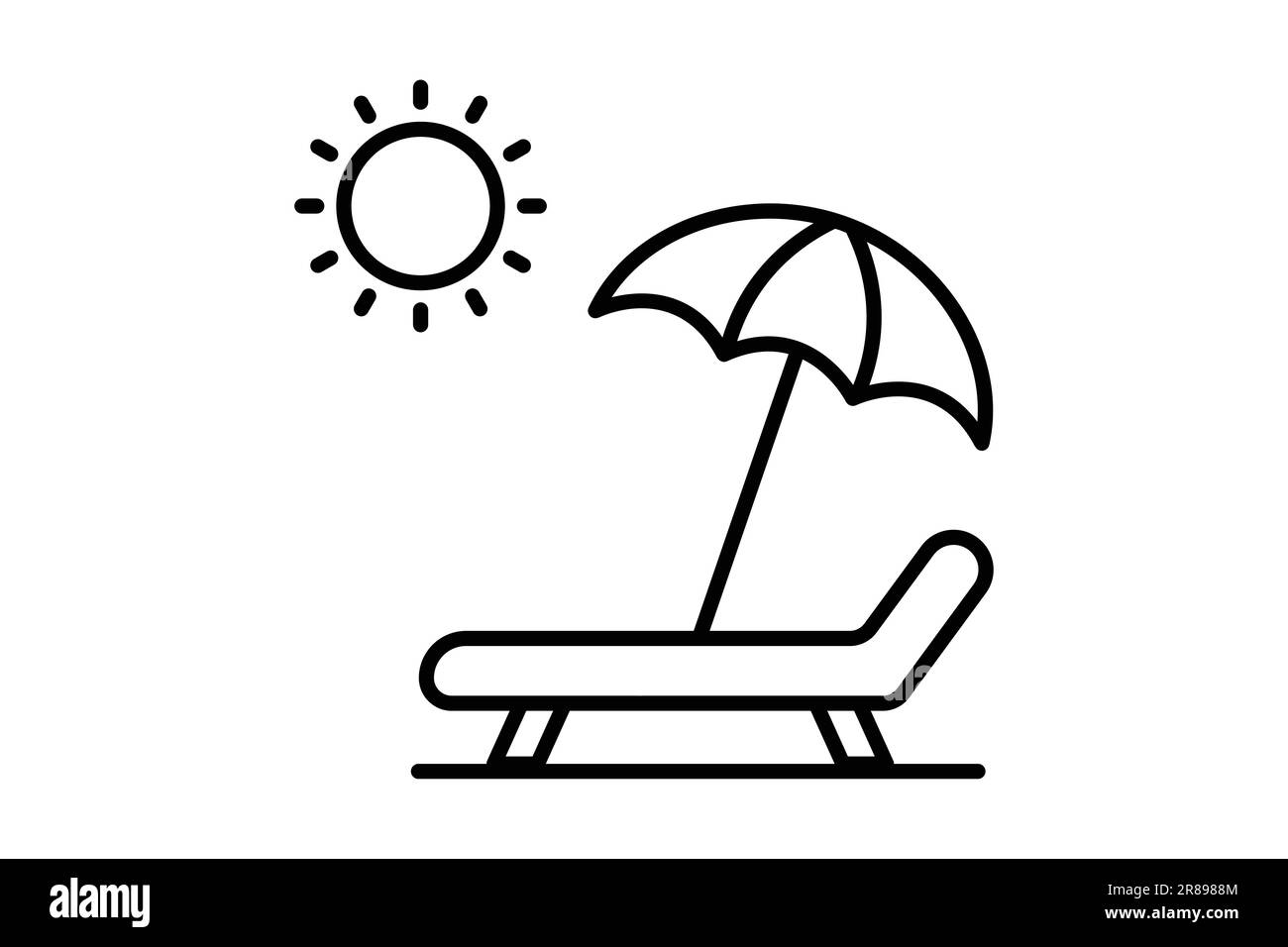 Sunbed icon. icon related to sea, summer. Contains icons beach, sun, chair, relaxation. Line icon style design. Simple vector design editable Stock Vector