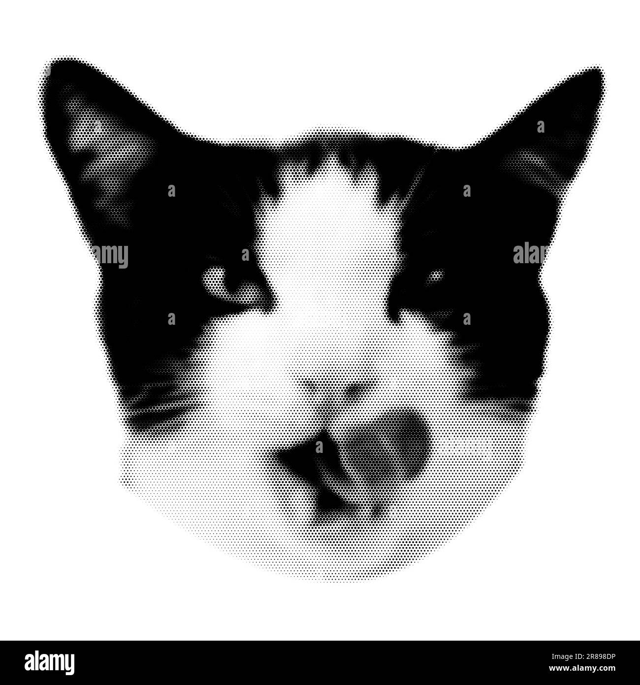 Cat collage. Design element in trendy dotted pop art style. Retro halftone effect. Vector illustration with vintage grunge punk cutout shape Stock Vector