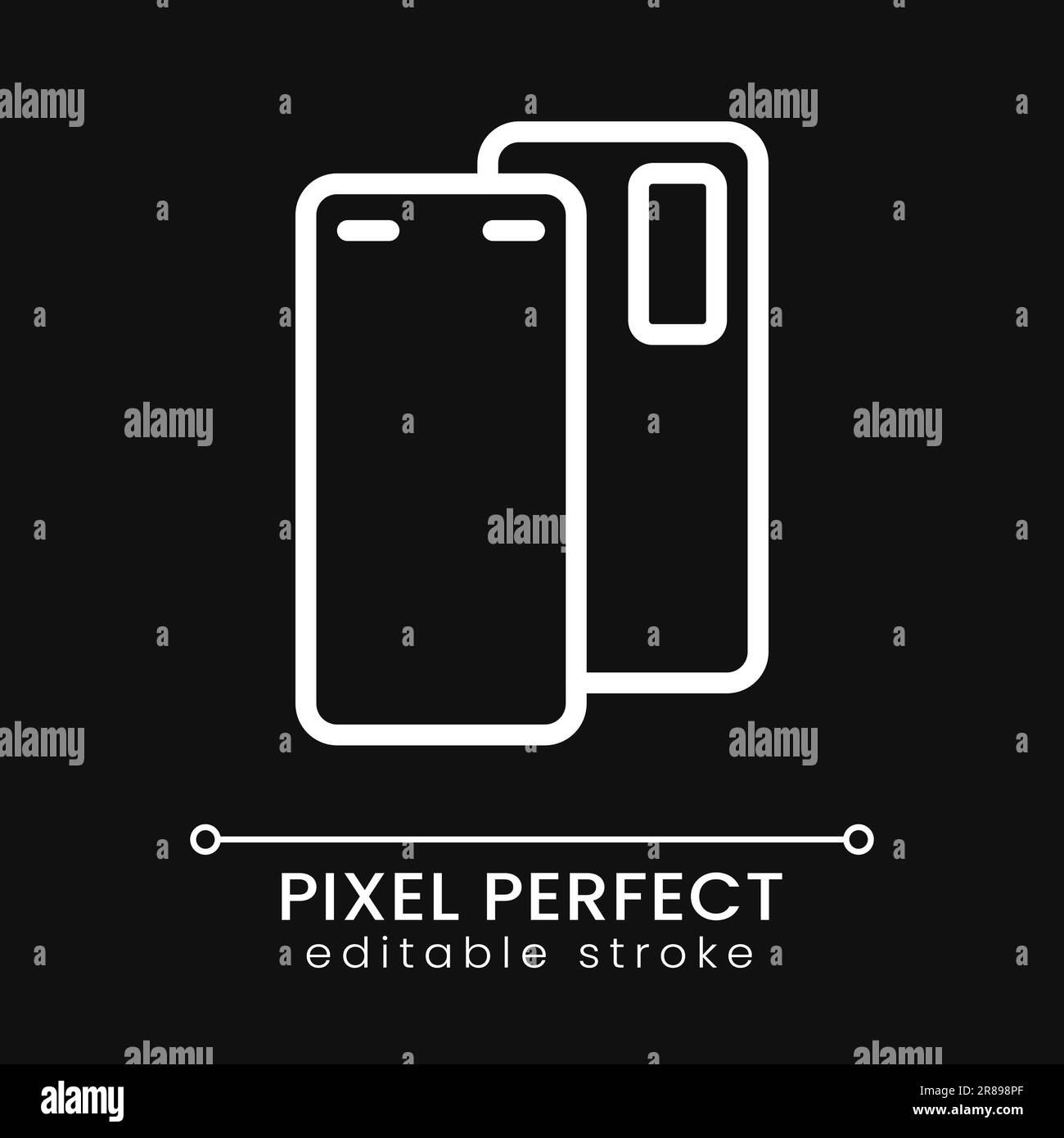 Smartphone pixel perfect white linear icon for dark theme Stock Vector ...