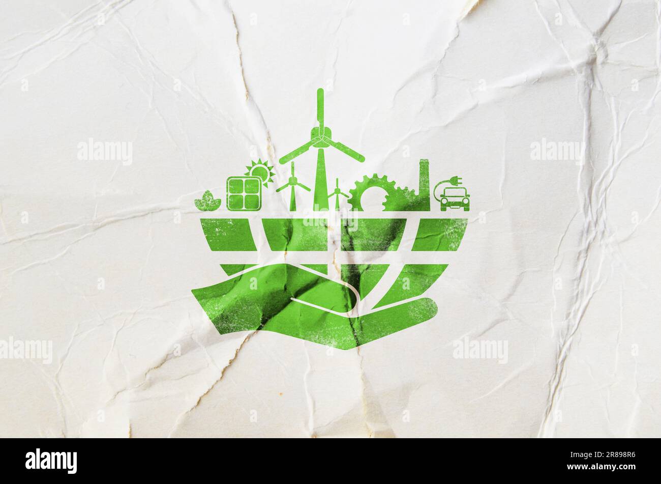 reducing CO2 emissions to stop climate change. green energy background Stock Photo