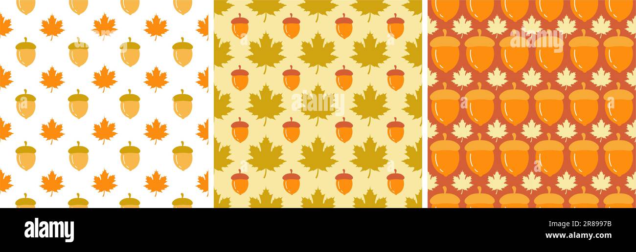 Set of Autumn Seamless Pattern Illustration Element Panoramic of Maple ...
