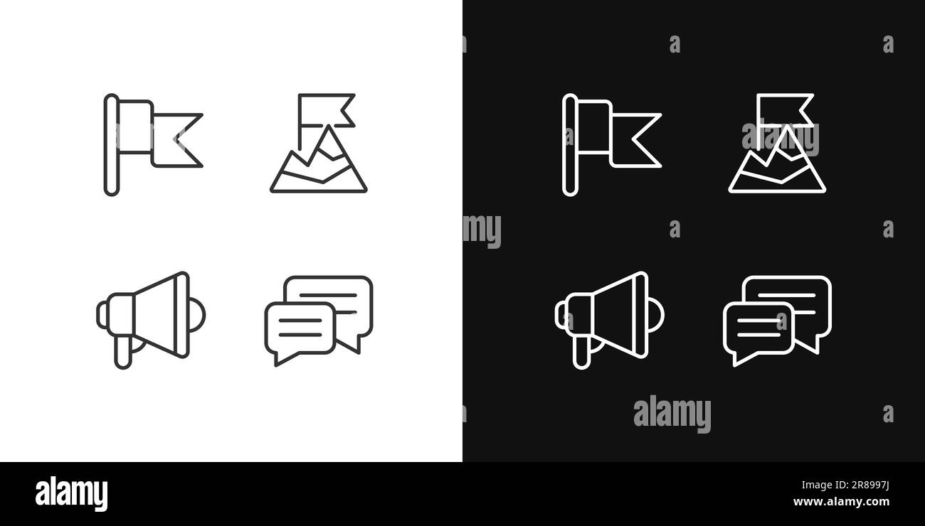 Achievement pixel perfect linear icons set for dark, light mode Stock Vector