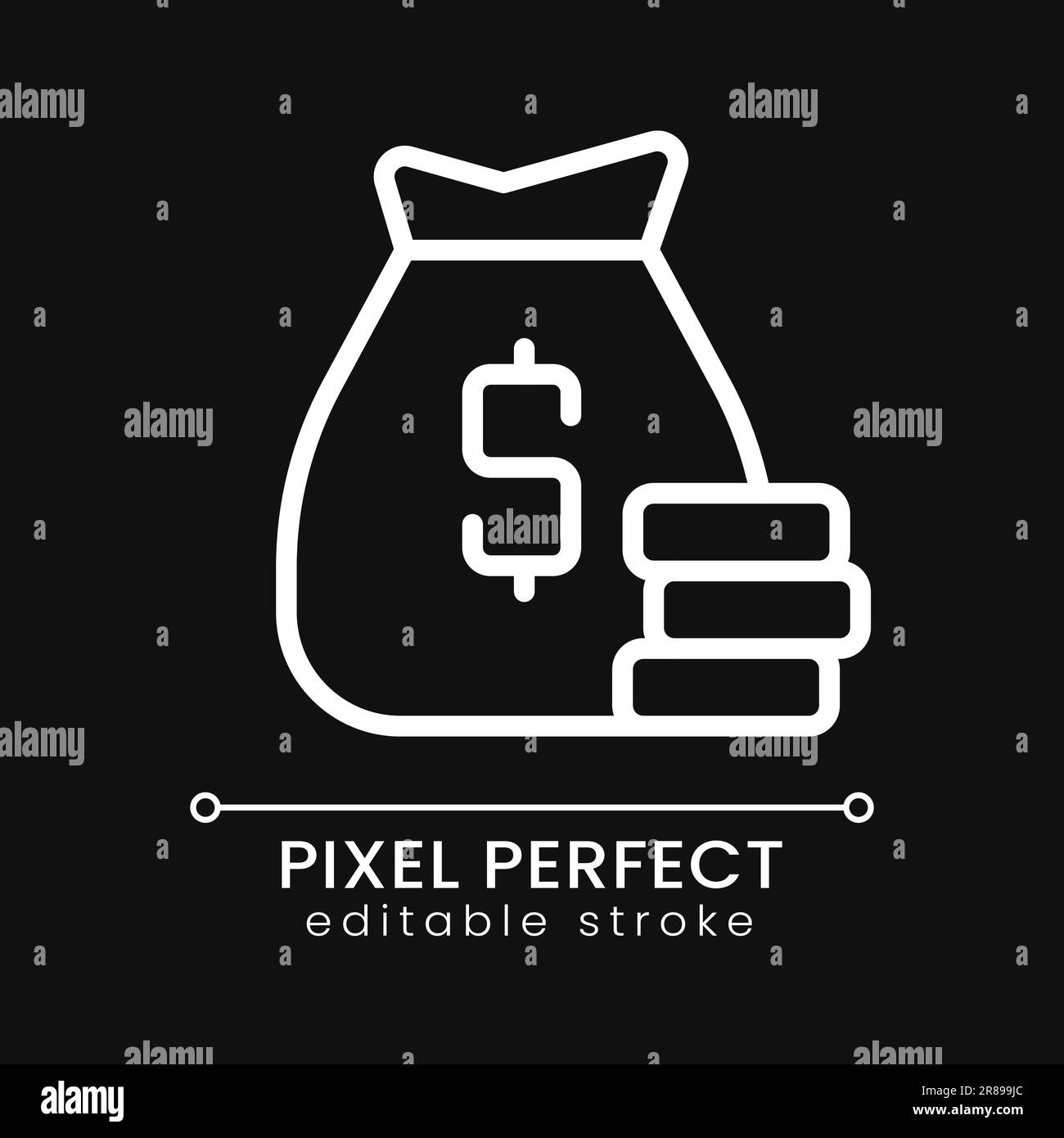Loan pixel perfect white linear icon for dark theme Stock Vector Image ...
