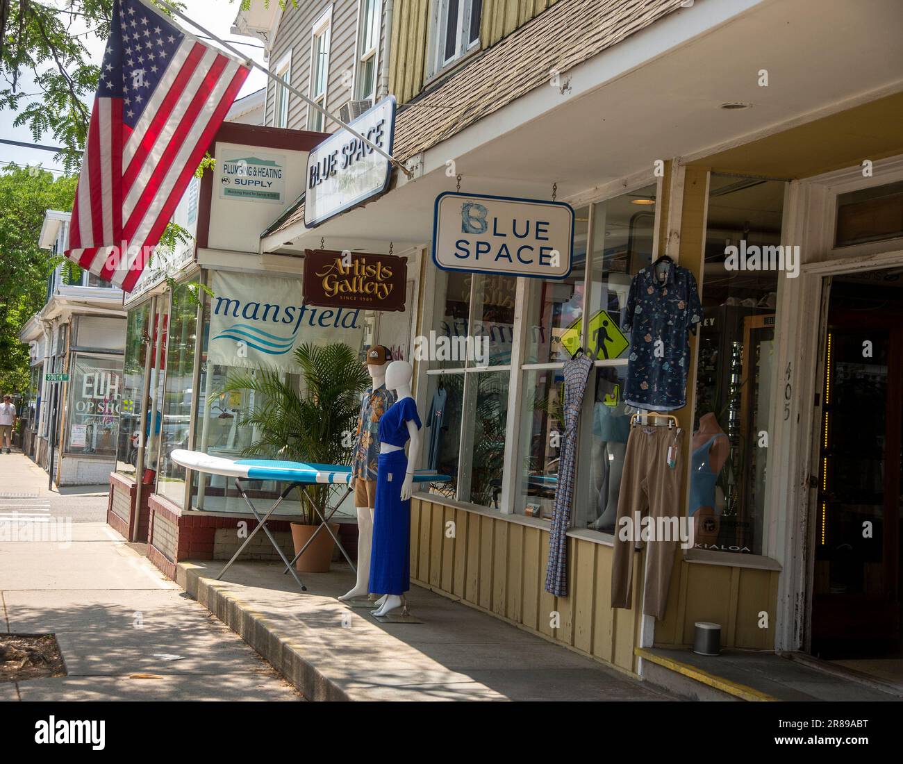 Shops in the resort town of Greenport, NY Stock Photo Alamy