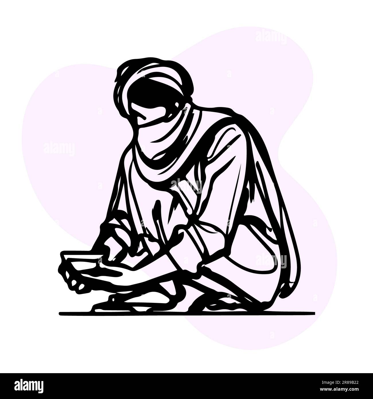 Poor beggar asking for help line art sketch Stock Photo Alamy