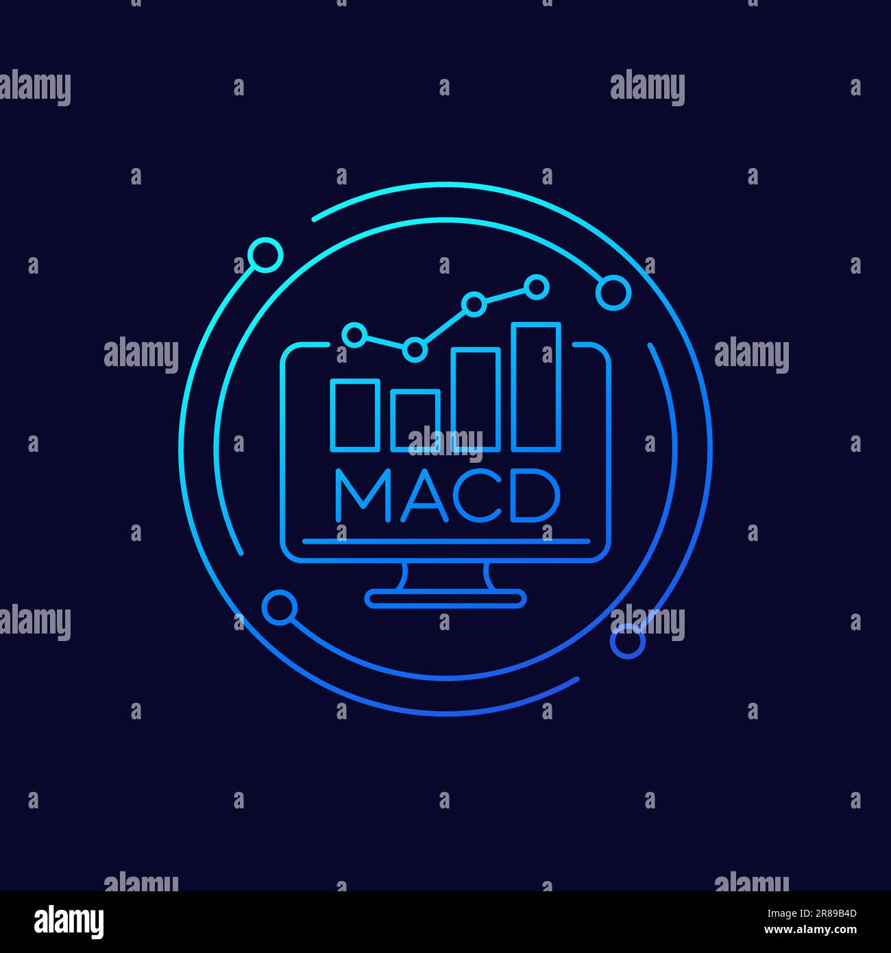 MACD trading indicator icon, linear vector design Stock Vector