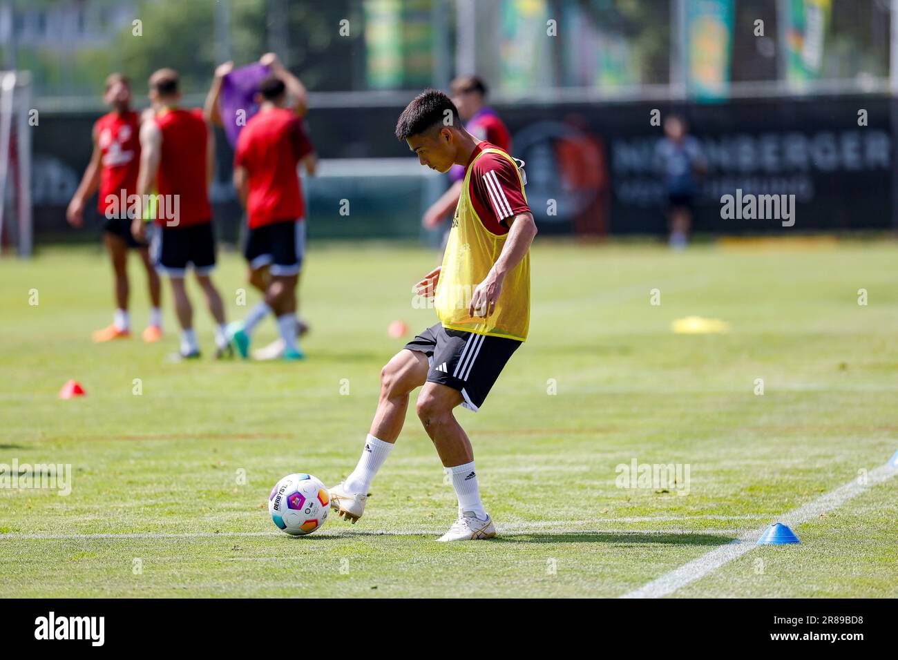 Nuremberg, Germany. 20th June, 2023. Soccer: 2nd Bundesliga, start of training for 1. FC Nürnberg, Sportpark Valznerweiher. Newcomer Daichi Hayashi in action. Credit: Daniel Löb/dpa/Alamy Live News Stock Photo
