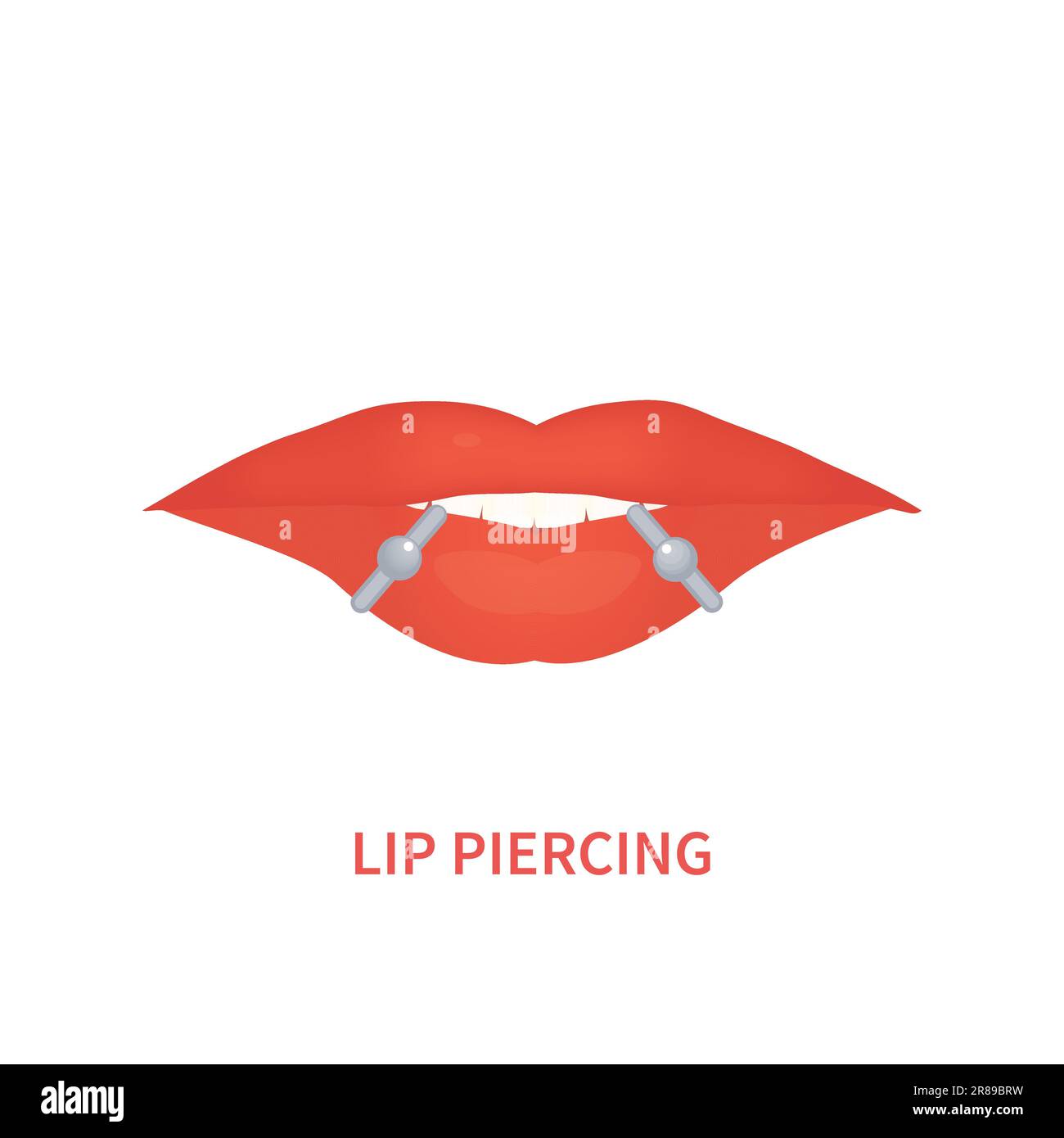 Lip piercing mouth barbell ring jewelry icon Stock Vector