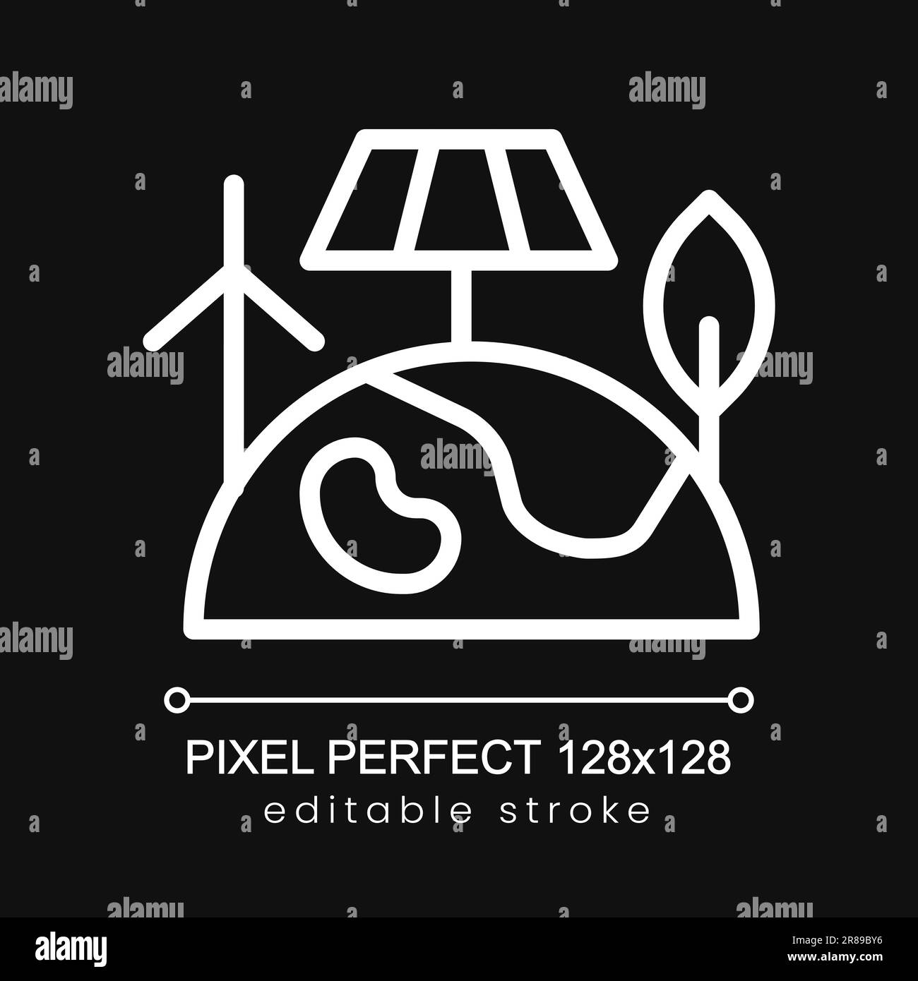 Renewable energy pixel perfect white linear icon for dark theme Stock ...