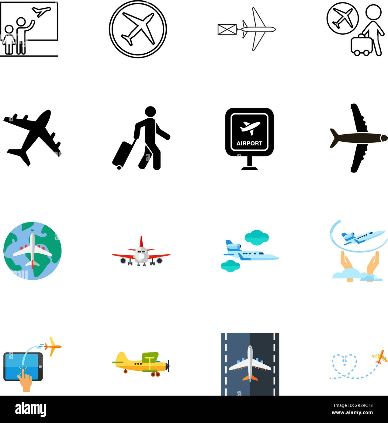 Air travelling icon set Stock Vector