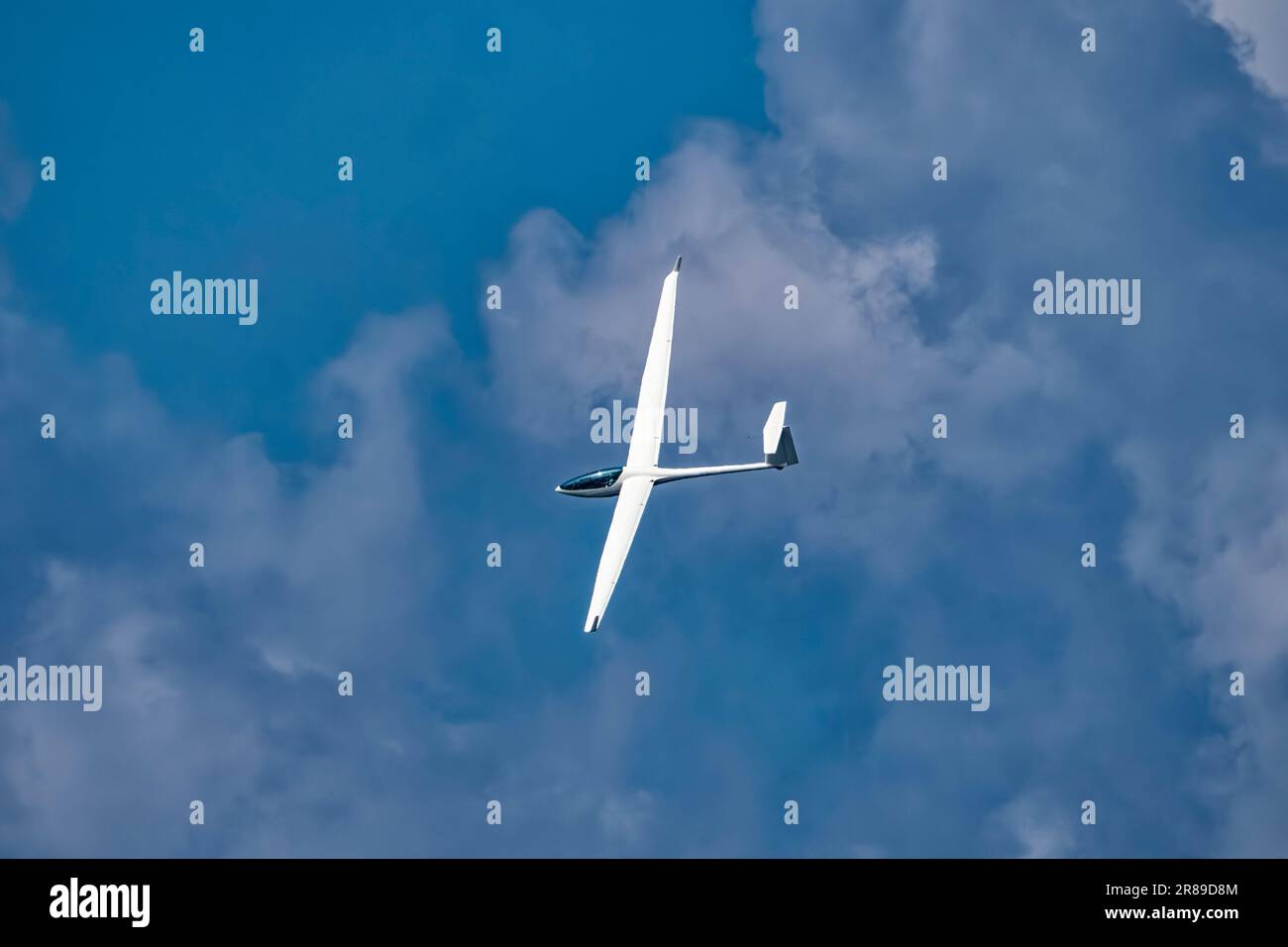 Glider plane flying in the clouds Stock Photo Alamy