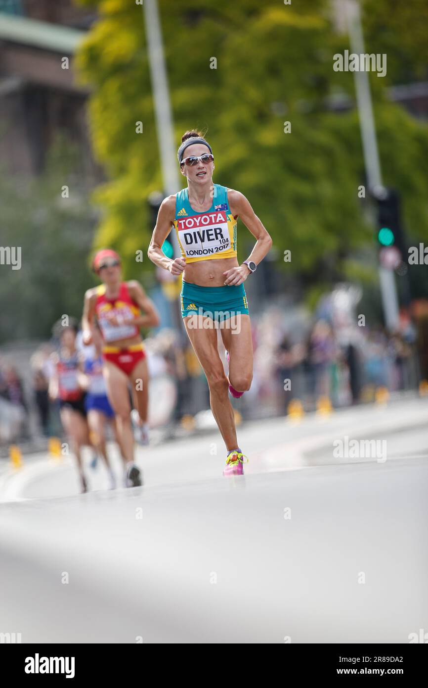 Sinead Diver participating in the marathon at the World Athletics