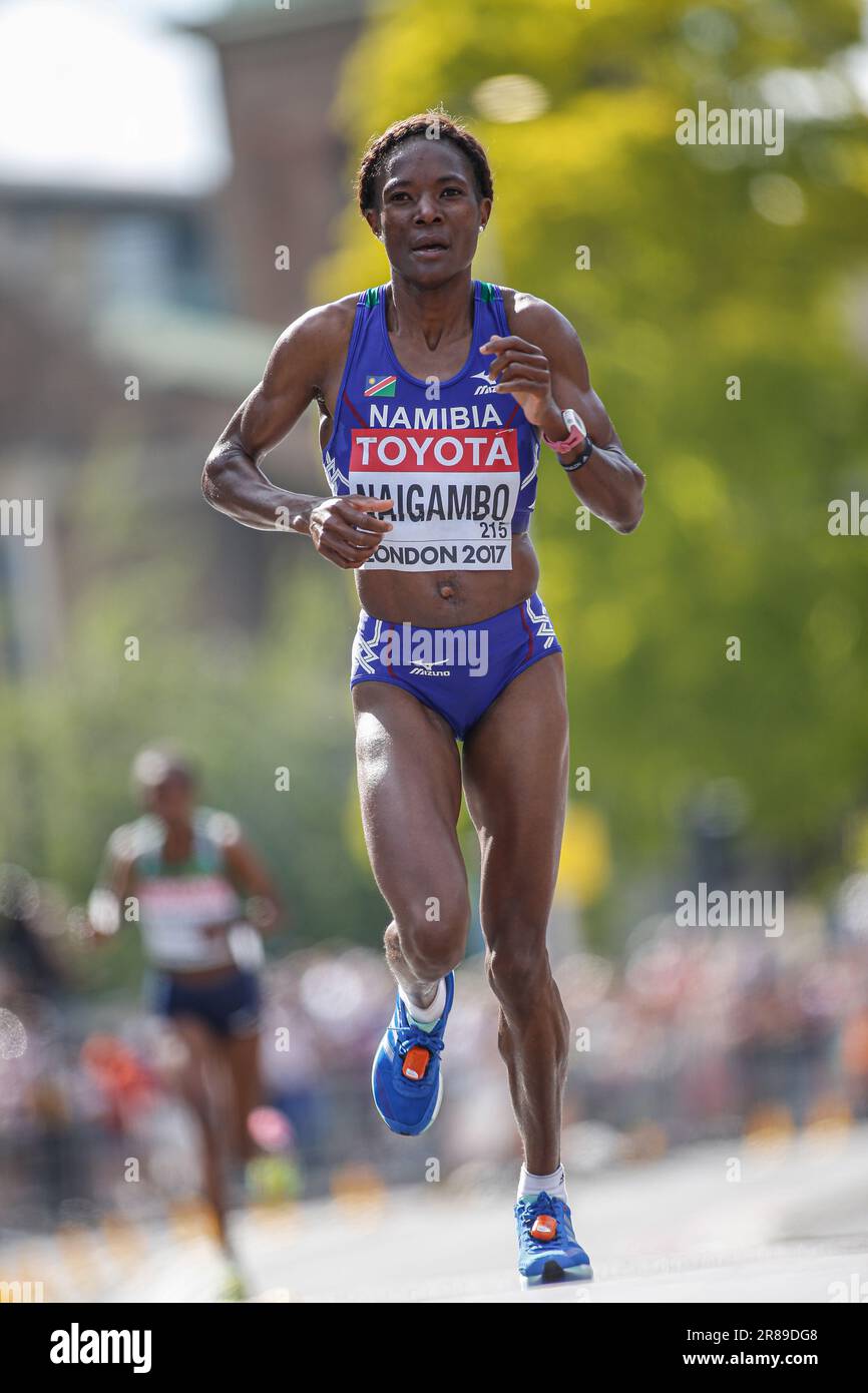 Beata Naigambo participating in the marathon at the World Athletics