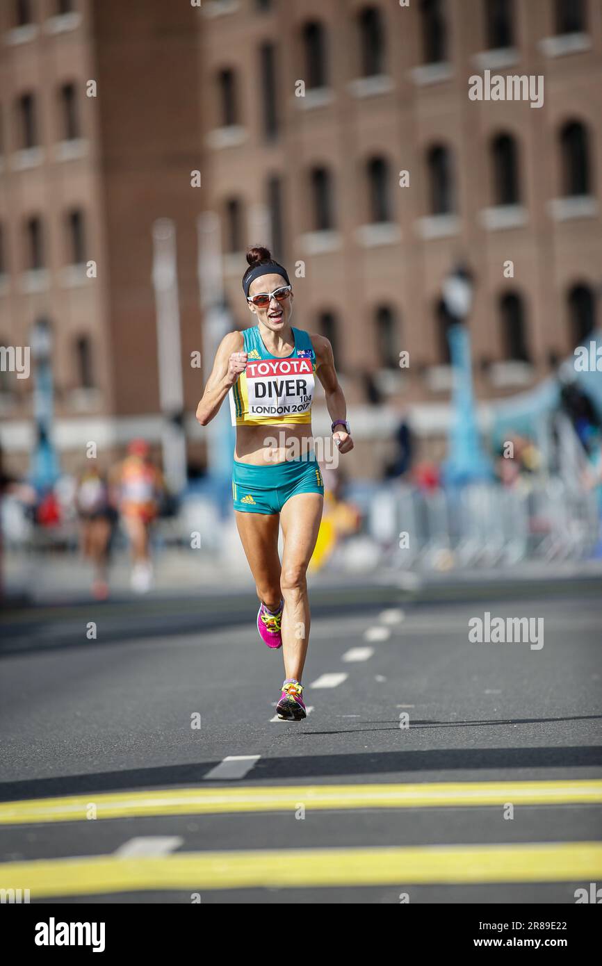 Sinead Diver participating in the marathon at the World Athletics