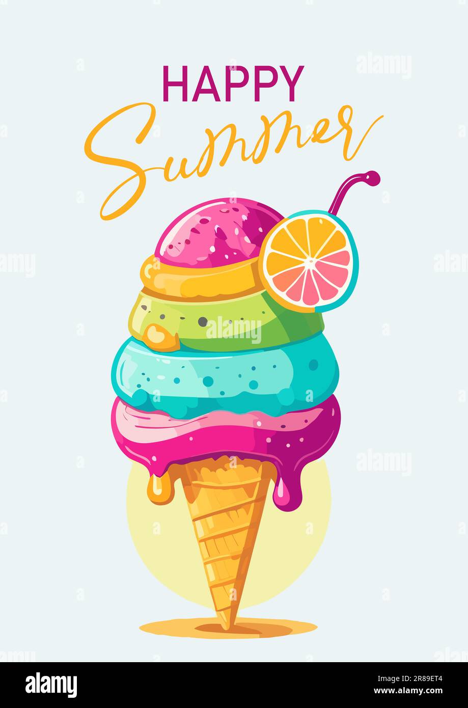 Happy summer card, banner with Ice cream vector Stock Vector Image ...
