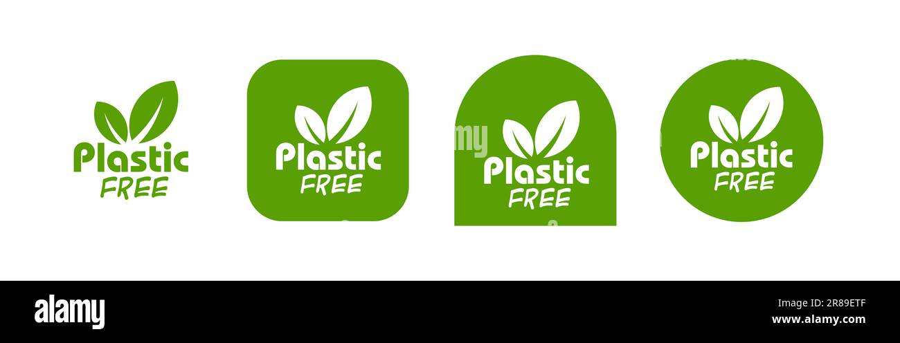 Plastic free green icon badge. Bpa plastic free chemical mark zero