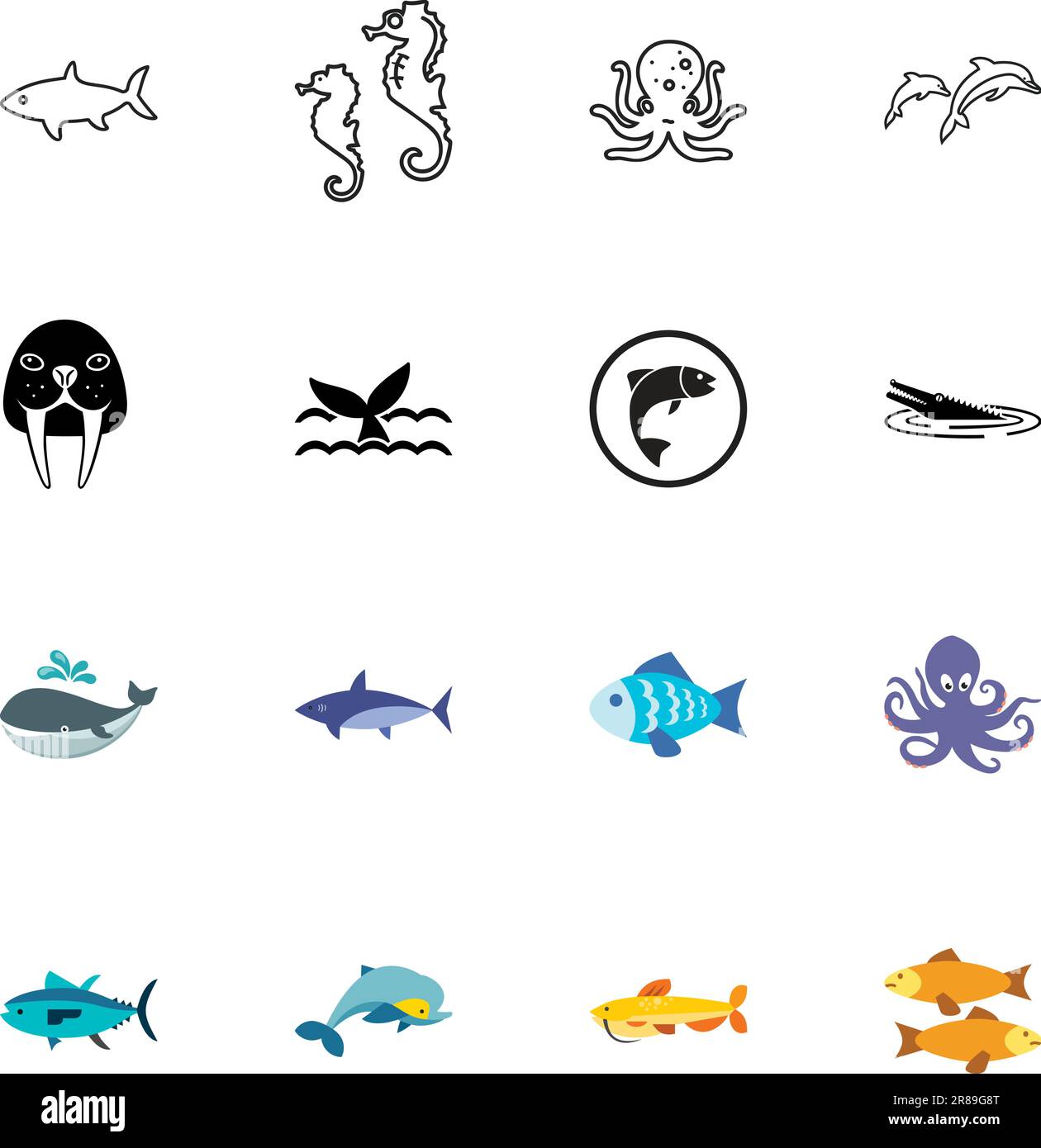 Marine life icon set Stock Vector Image & Art - Alamy