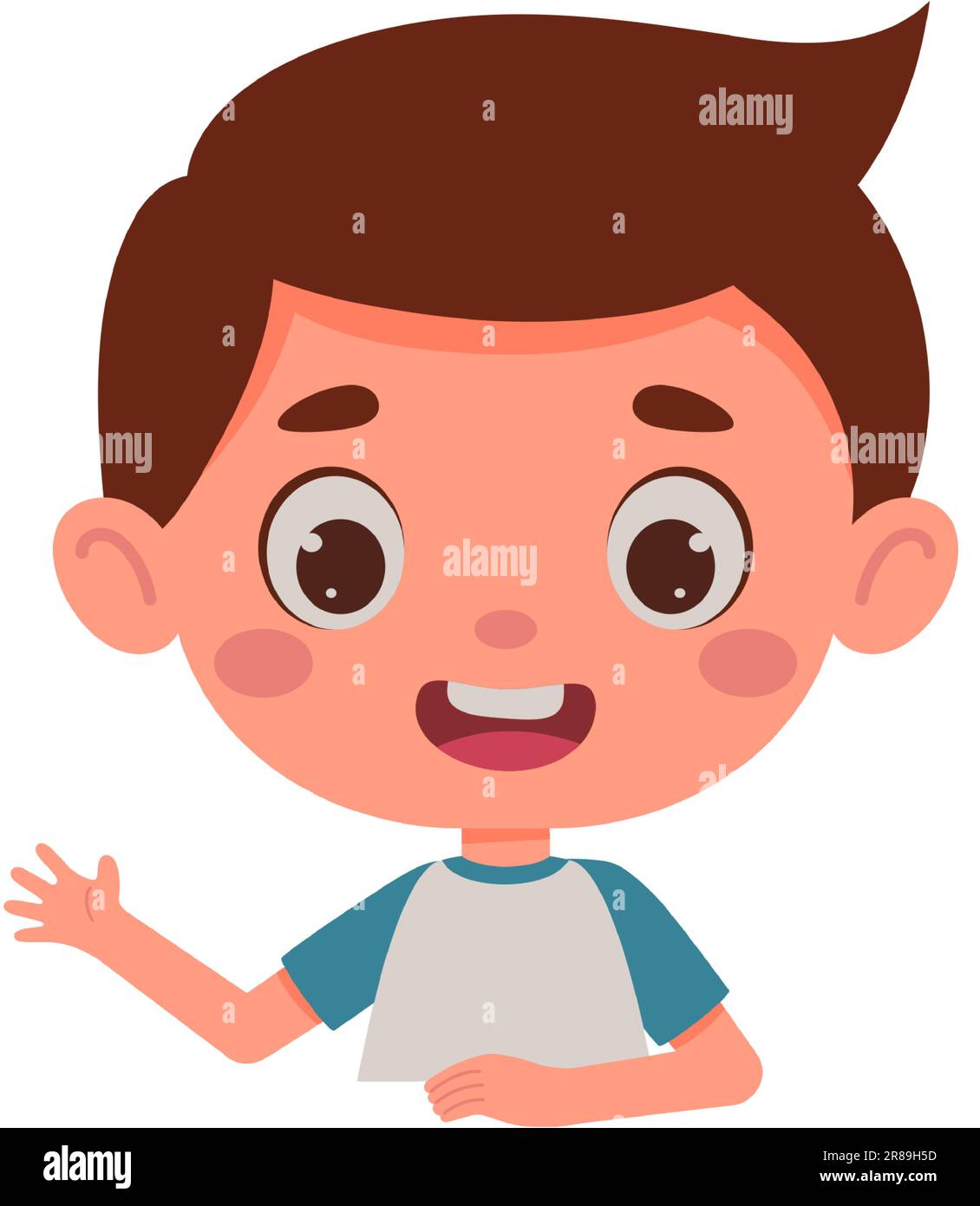 Cute Cartoon Little Boy Waving His Hand Little Schoolboy Character