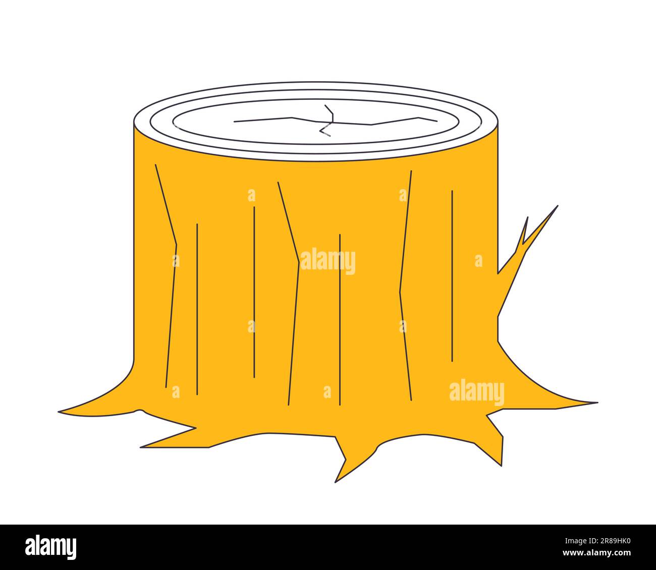 Tree stump in forest flat line color isolated vector object Stock Vector