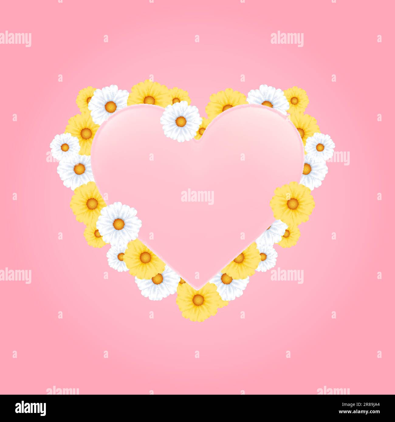 Pink Heart in Flower Frame Illustration Stock Vector Image & Art - Alamy
