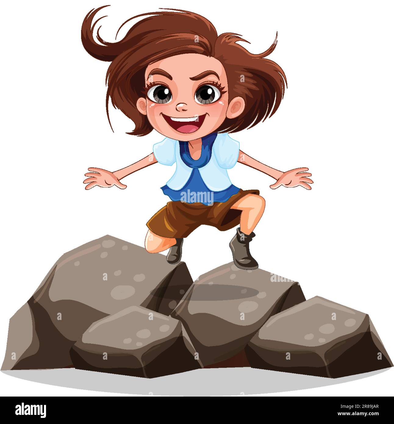 Girl standing on the rock illustration Stock Vector Image & Art - Alamy