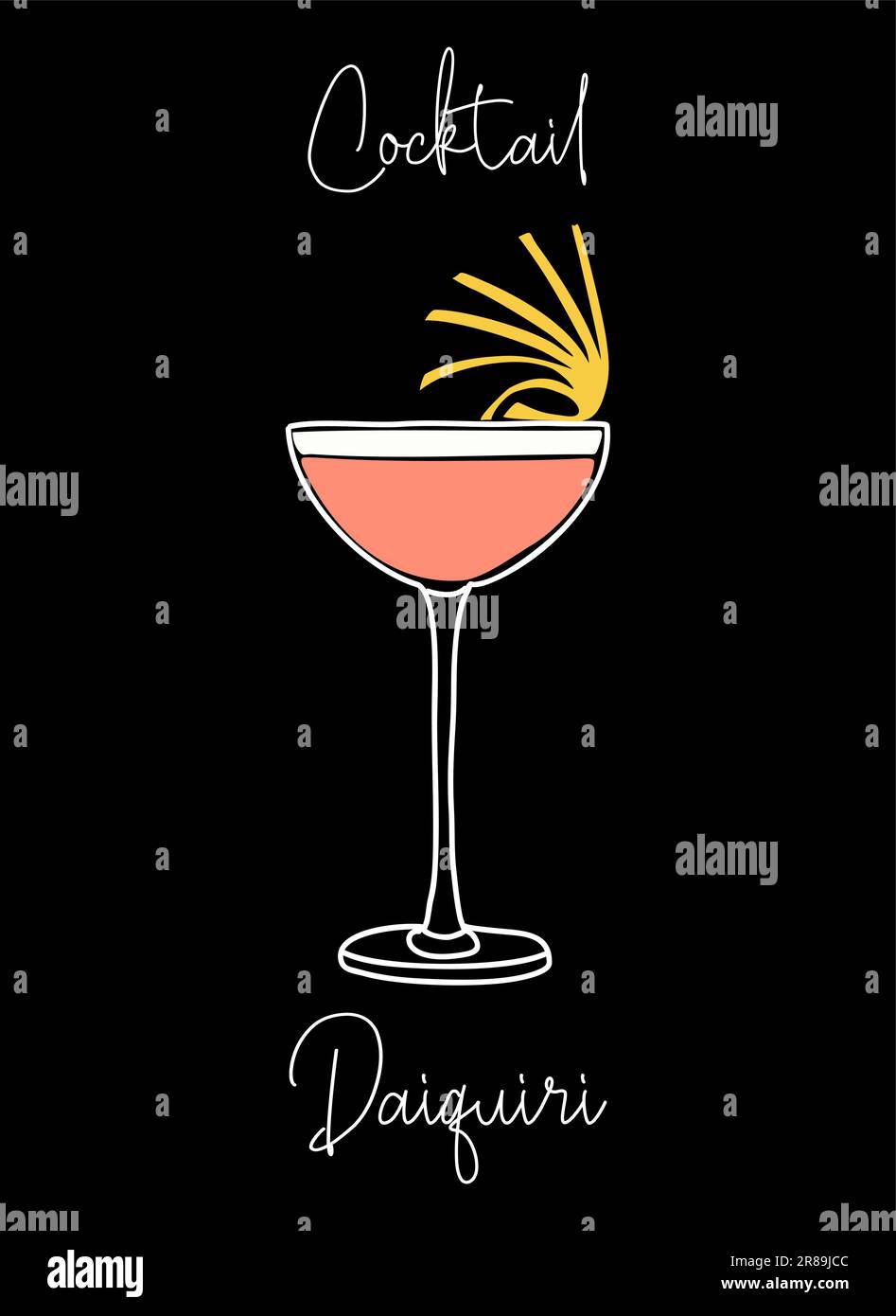 Cocktail Daiquiri, alcoholic drink in glass vector Stock Vector Image ...
