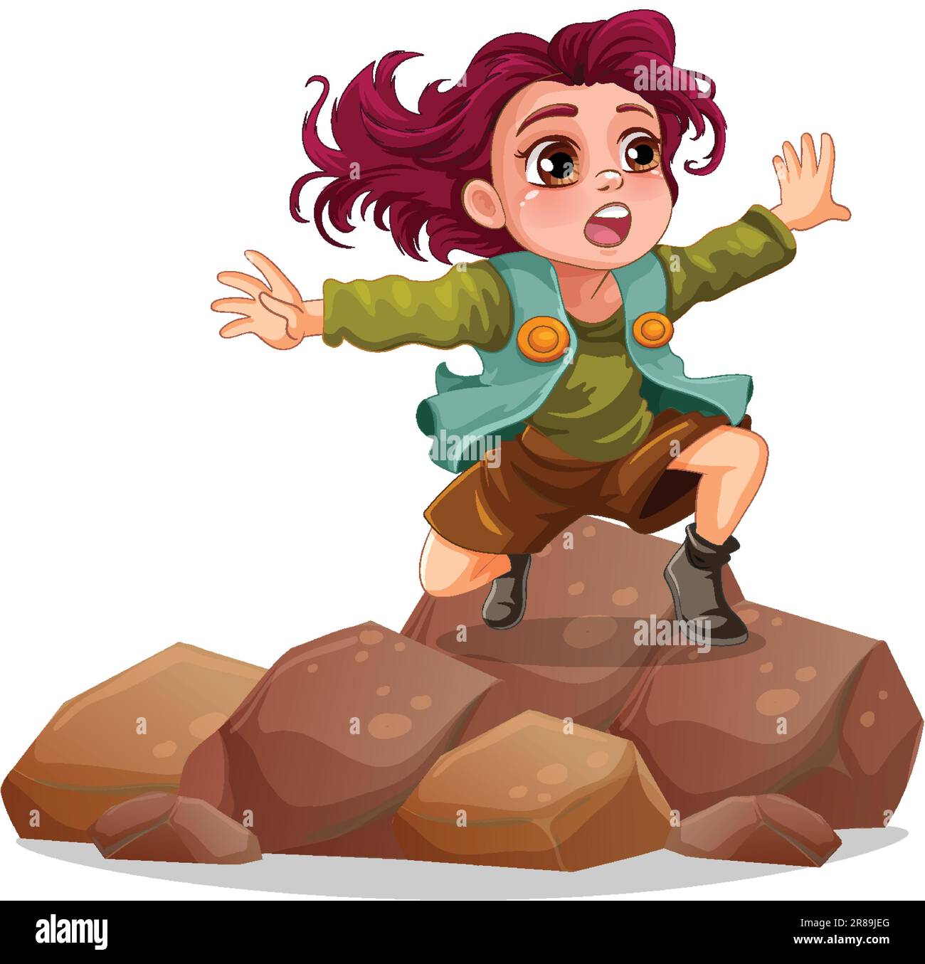 Girl standing on the rock illustration Stock Vector Image & Art - Alamy