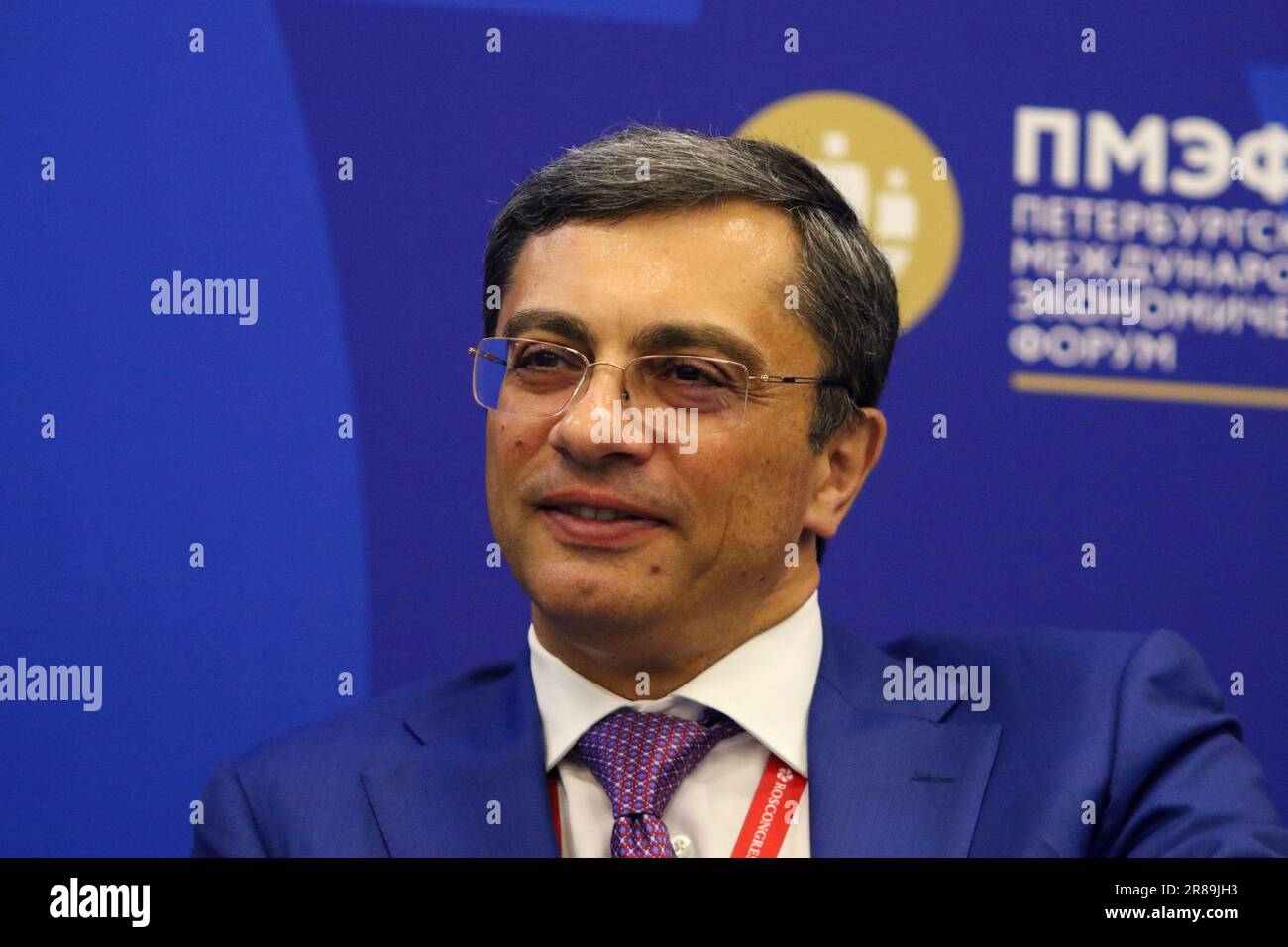 Saint Petersburg, Russia. 16th June, 2023. Vladimir Gutenev, First Deputy Chairman of the State Duma Committee on Economic Policy, Innovative Development, and Entrepreneurship, attends a session on Updating Russia's Long-Term Industrial Policy for the New Reality in the framework of the St. Petersburg International Economic Forum 2023 (Credit Image: © Maksim Konstantinov/SOPA Images via ZUMA Press Wire) EDITORIAL USAGE ONLY! Not for Commercial USAGE! Stock Photo