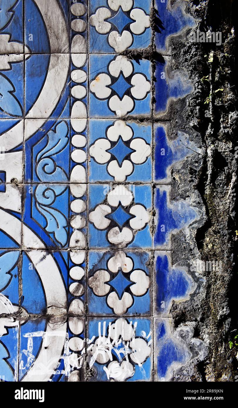 Famous Rio Tile Tiles on kiosk ruins (Quiosque das Lendas) in Teresopolis, Rio de ...