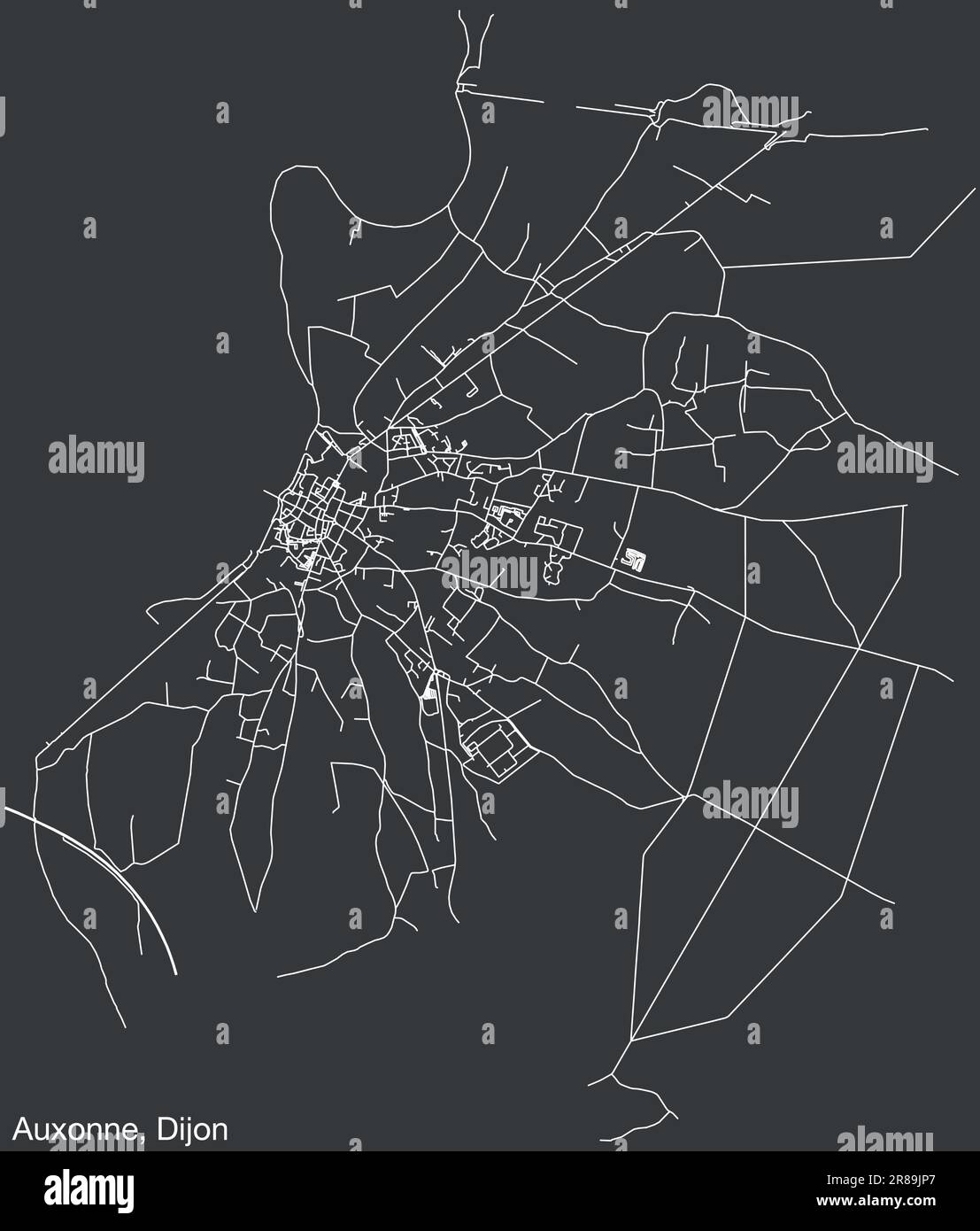 Street roads map of the AUXONNE QUARTER, DIJON Stock Vector